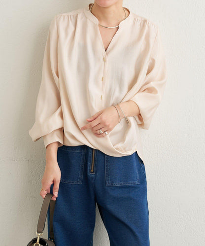 條形扣裹身設計襯衫