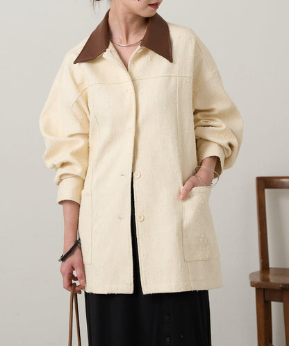 可拆卸皮革領 工裝版型 工裝外套