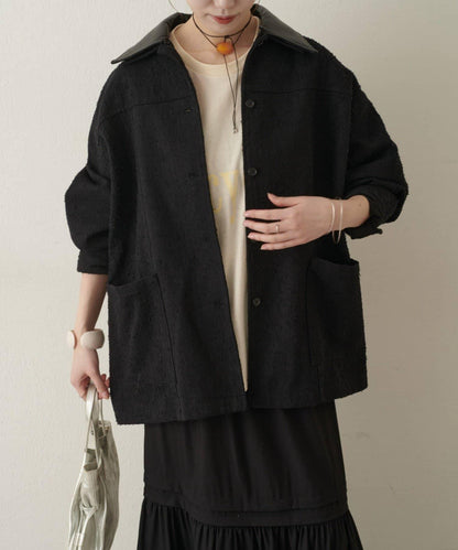 可拆卸皮革領 工裝版型 工裝外套