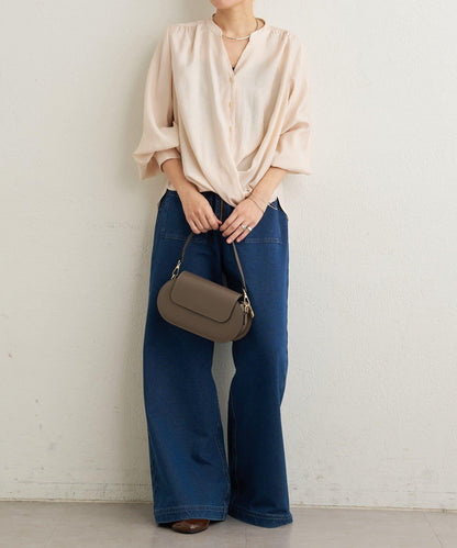 條形扣裹身設計襯衫