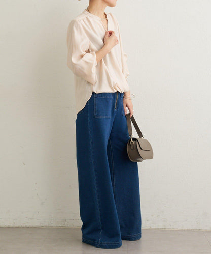 條形扣裹身設計襯衫