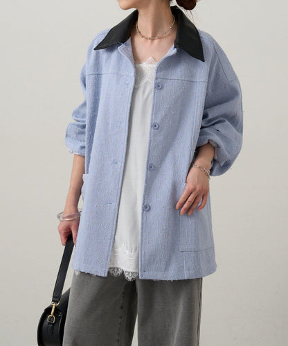 可拆卸皮革領 工裝版型 工裝外套