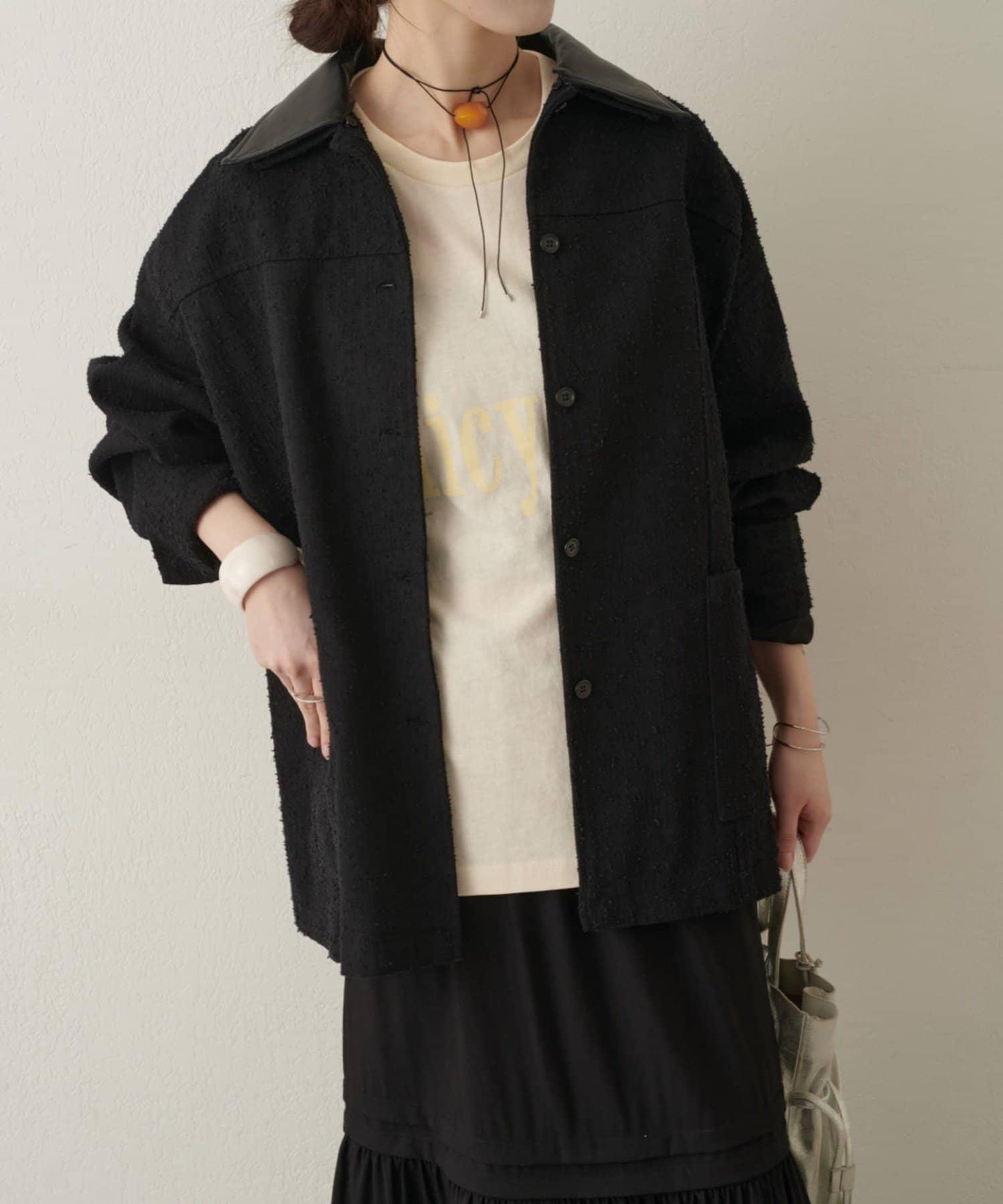 可拆卸皮革領 工裝版型 工裝外套