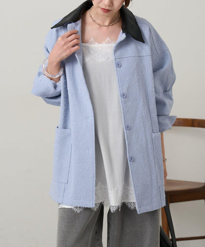 可拆卸皮革領 工裝版型 工裝外套