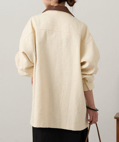 可拆卸皮革領 工裝版型 工裝外套