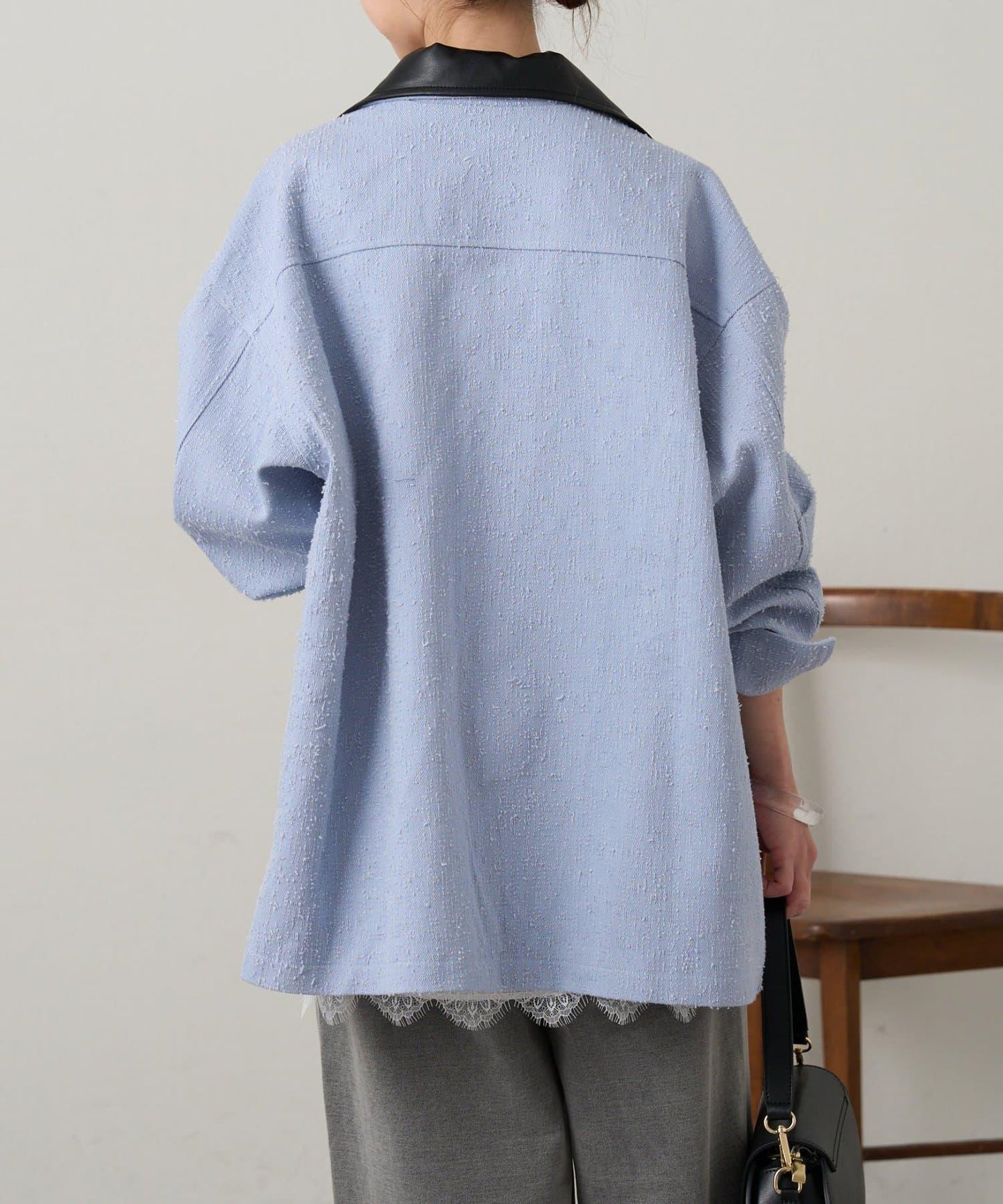 可拆卸皮革領 工裝版型 工裝外套