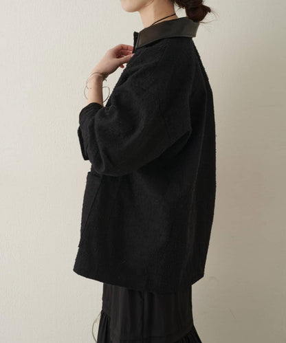 可拆卸皮革領 工裝版型 工裝外套