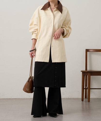 可拆卸皮革領 工裝版型 工裝外套