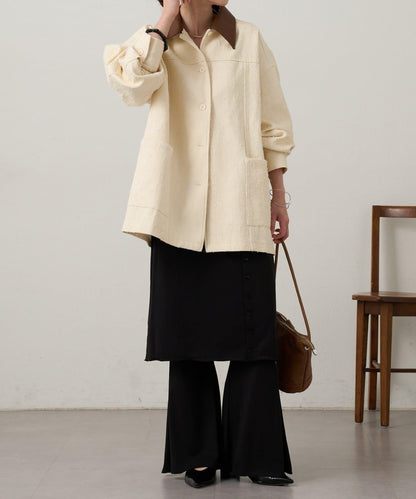 可拆卸皮革領 工裝版型 工裝外套