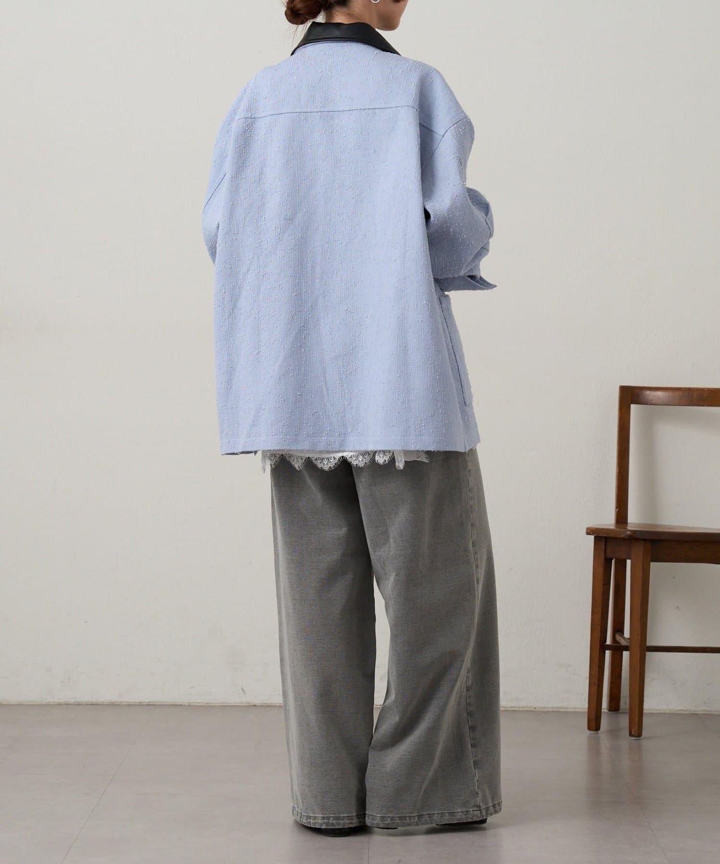 可拆卸皮革領 工裝版型 工裝外套