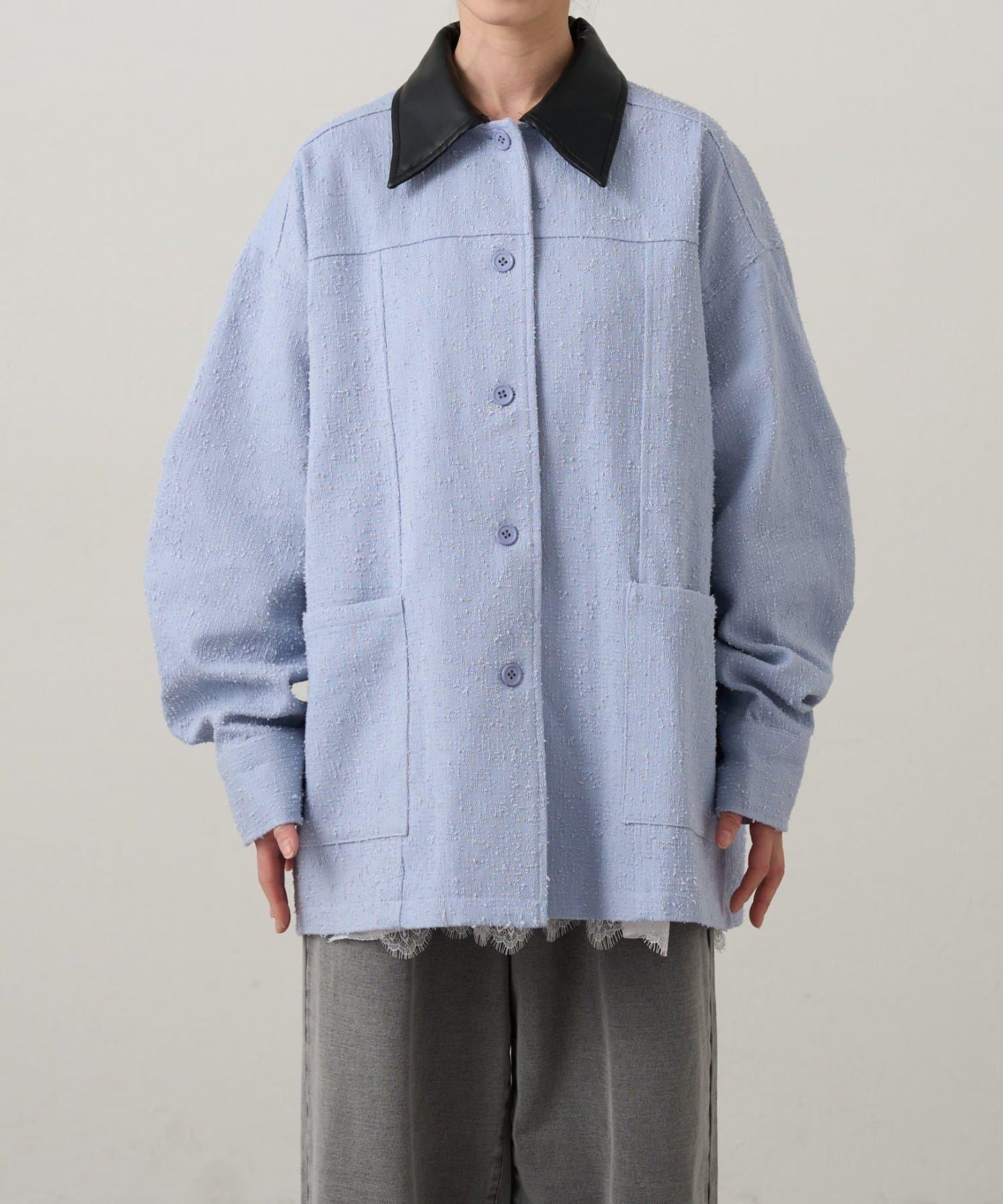 可拆卸皮革領 工裝版型 工裝外套