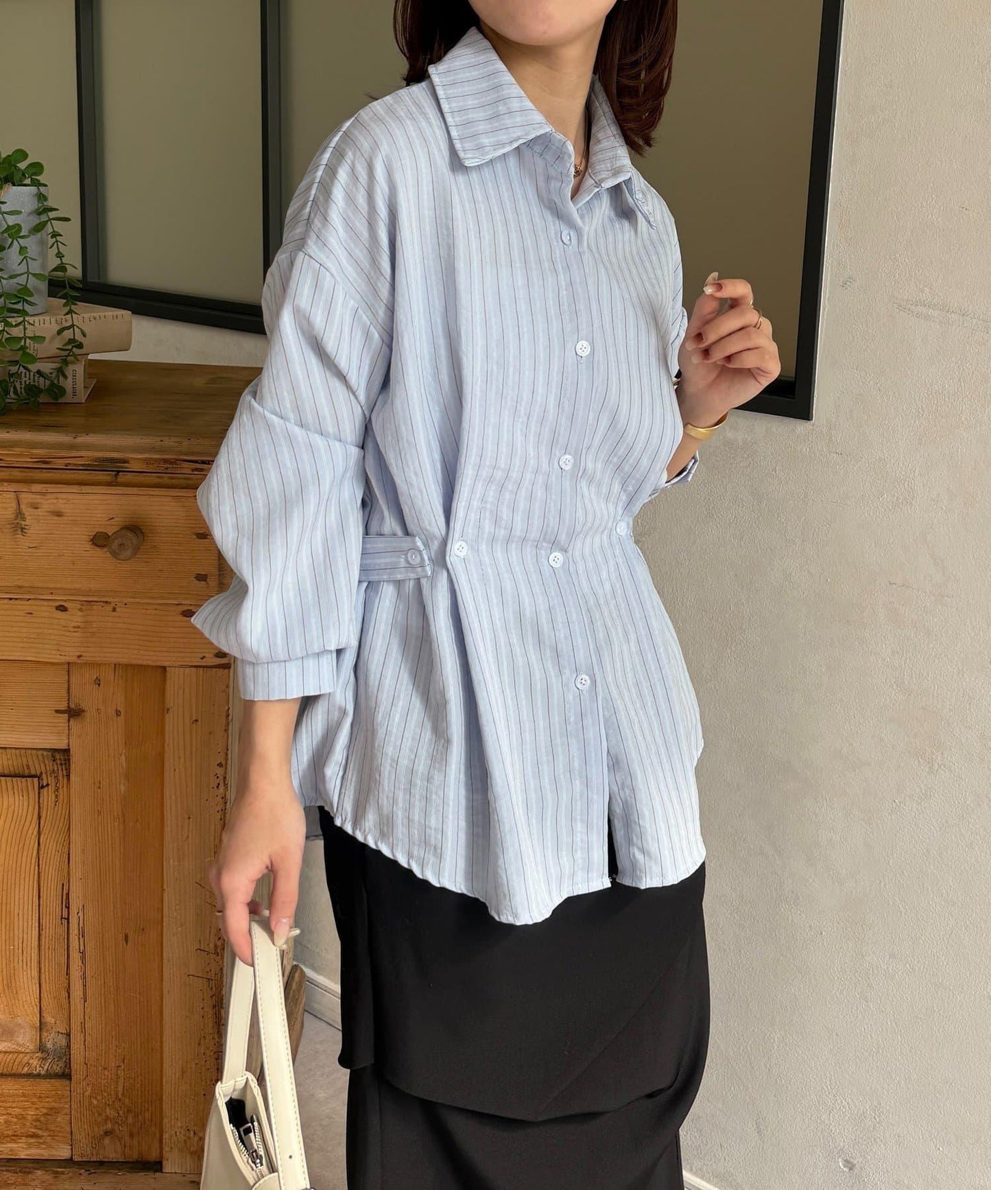 腰帶設計 條紋圖案 襯衫