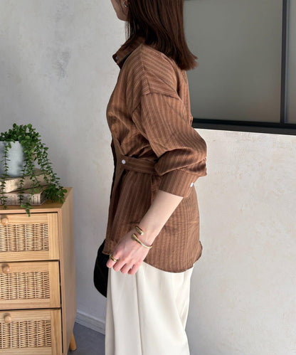 腰帶設計 條紋圖案 襯衫