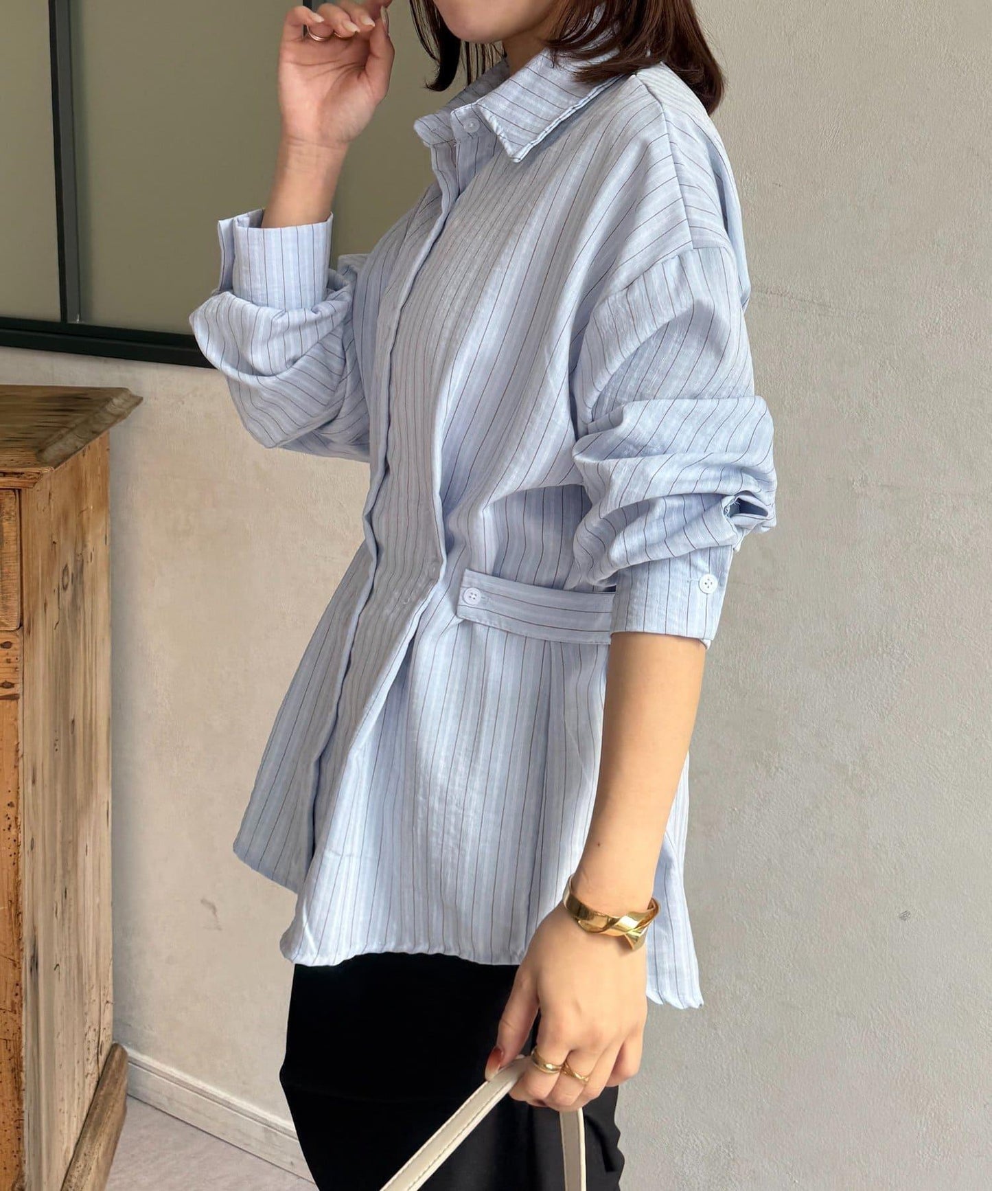 腰帶設計 條紋圖案 襯衫