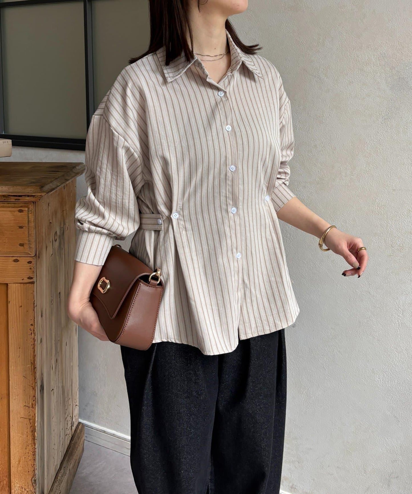 腰帶設計 條紋圖案 襯衫