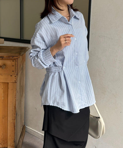 腰帶設計 條紋圖案 襯衫