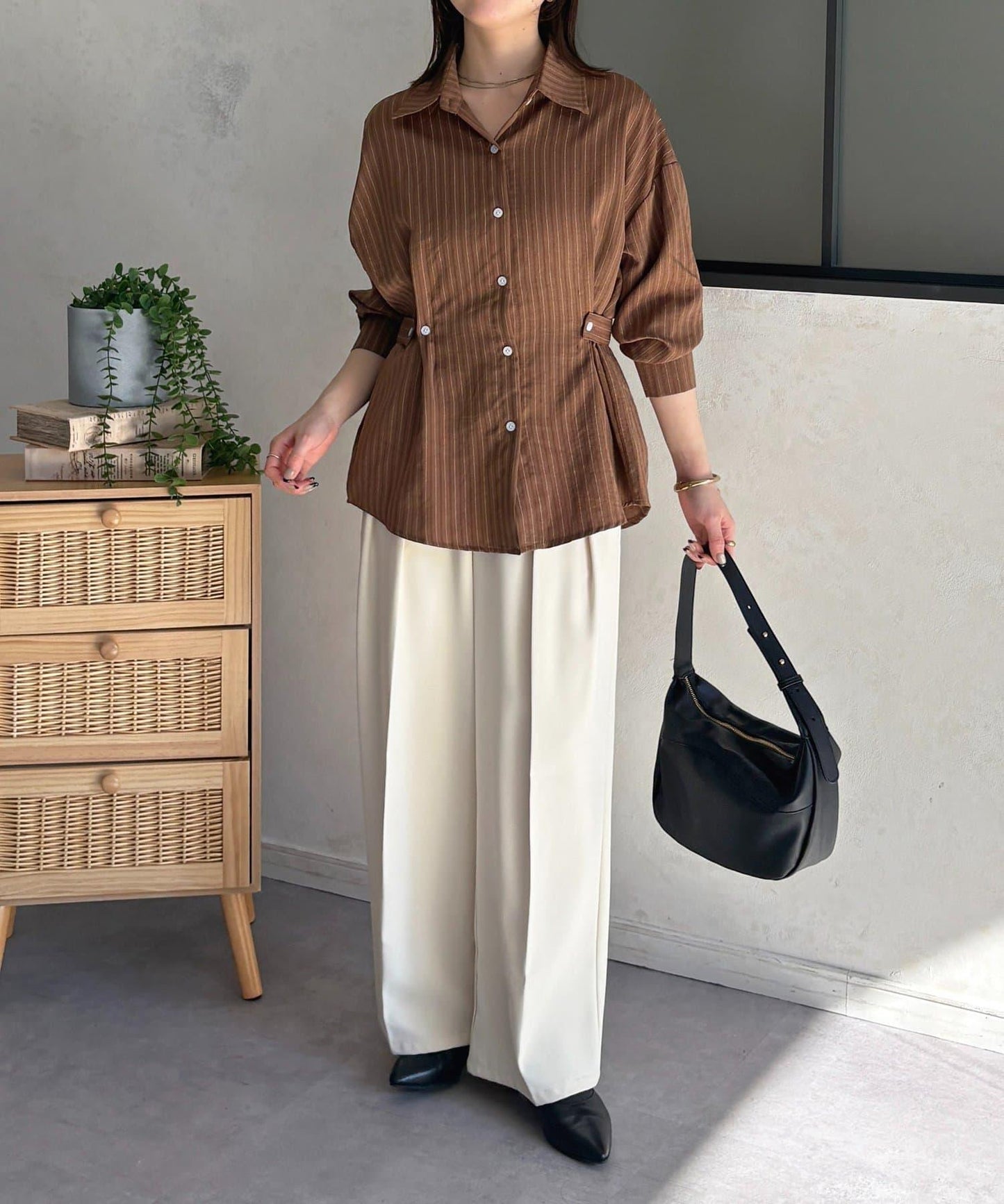 腰帶設計 條紋圖案 襯衫