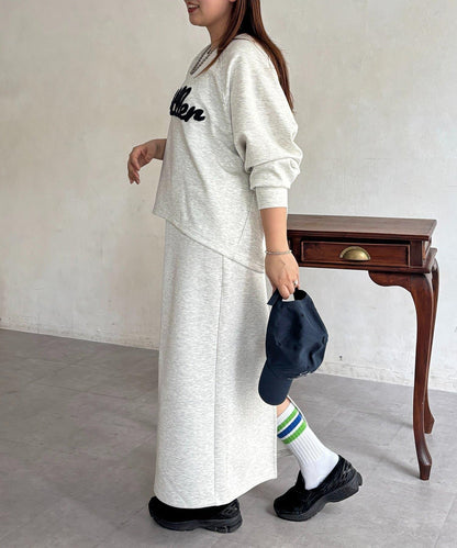 繭型套頭上衣＋窄擺半身裙套裝