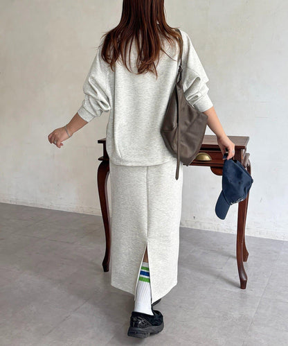 繭型套頭上衣＋窄擺半身裙套裝