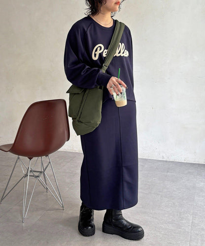 繭型套頭上衣＋窄擺半身裙套裝