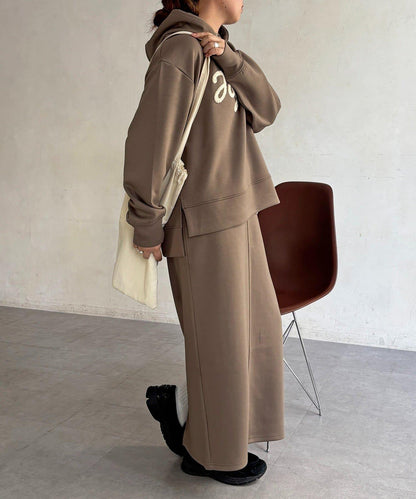 連帽衛衣配窄版半身裙套裝