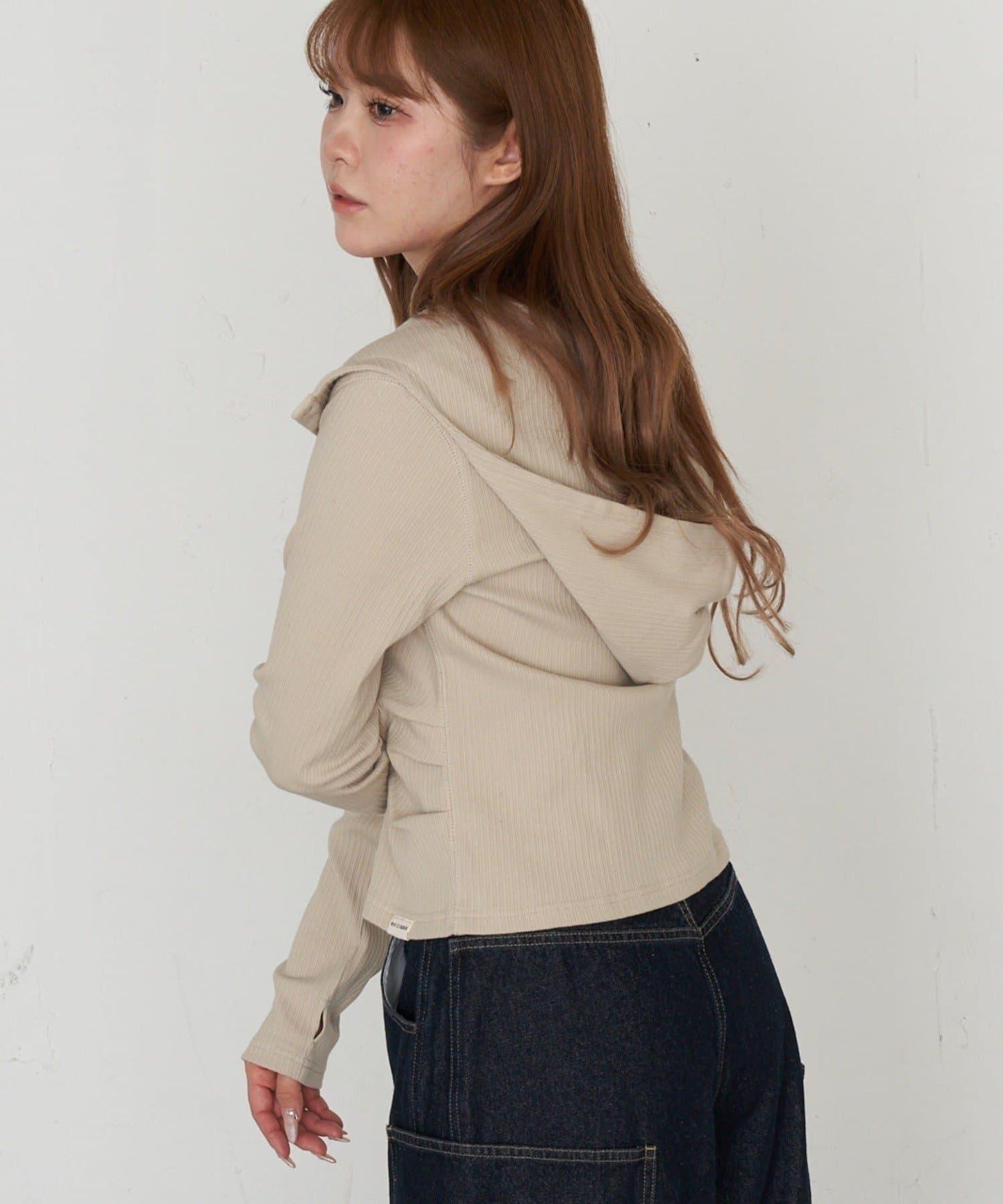 連帽亨利領長袖T恤