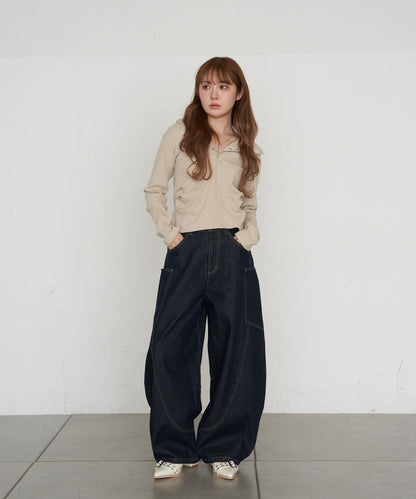 連帽亨利領長袖T恤