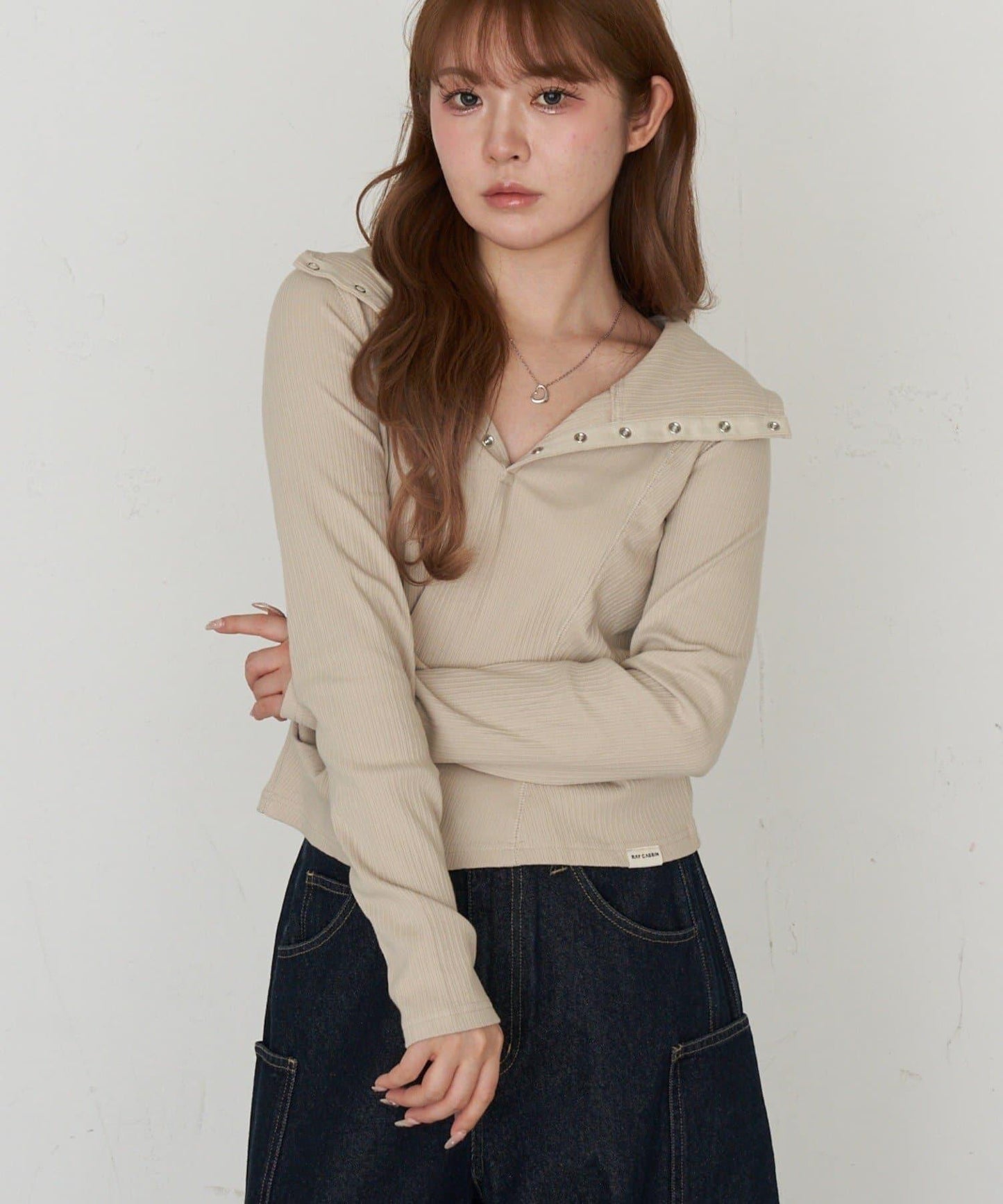 連帽亨利領長袖T恤