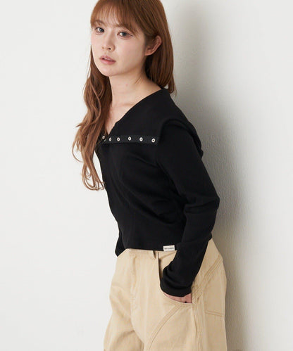 連帽亨利領長袖T恤