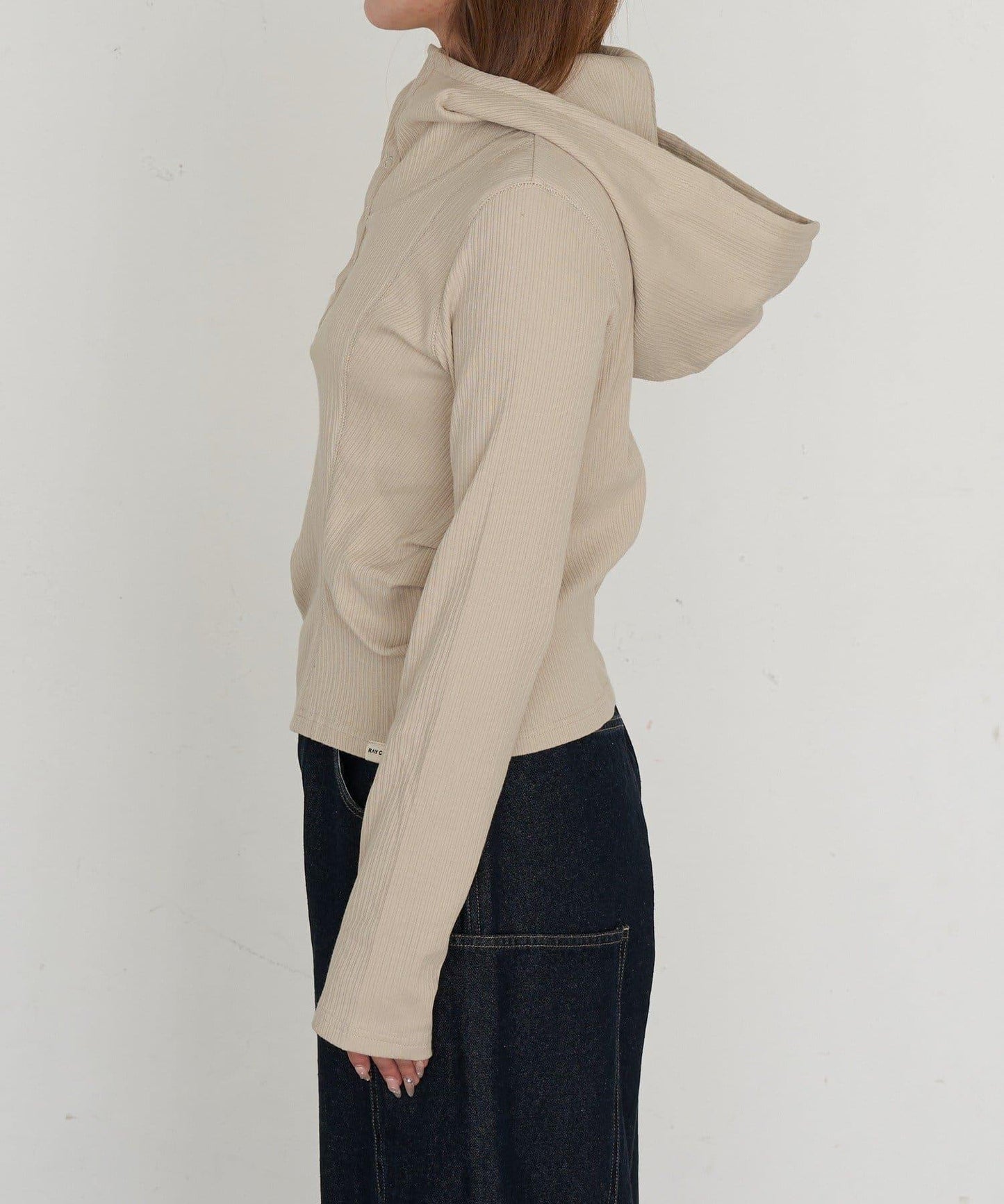 連帽亨利領長袖T恤