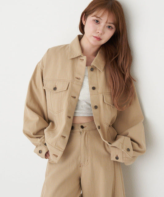 SET UP可成套穿著 收腰設計 牛仔材質 牛仔夾克