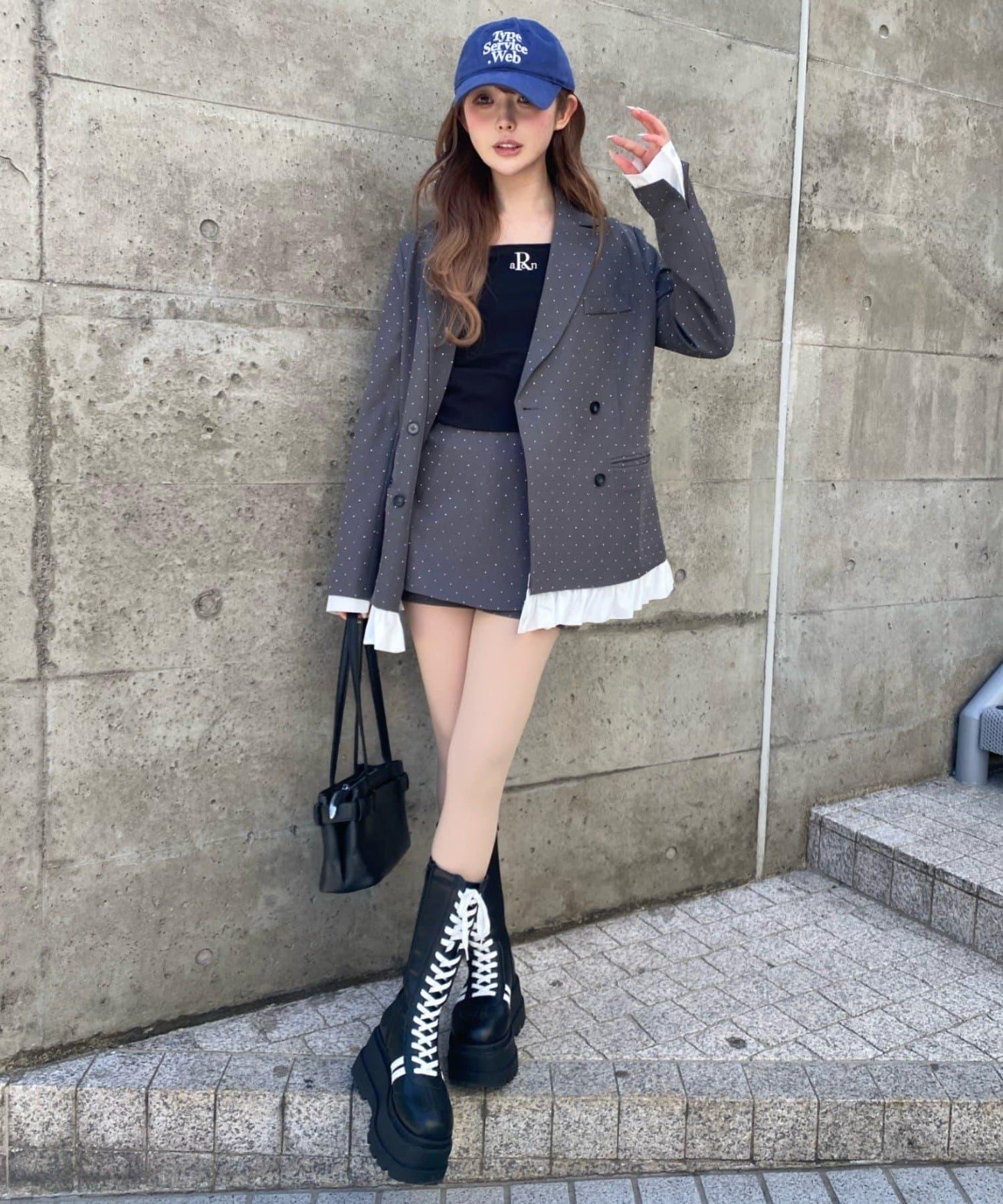 可成套穿搭 荷葉邊腰帶 夾克