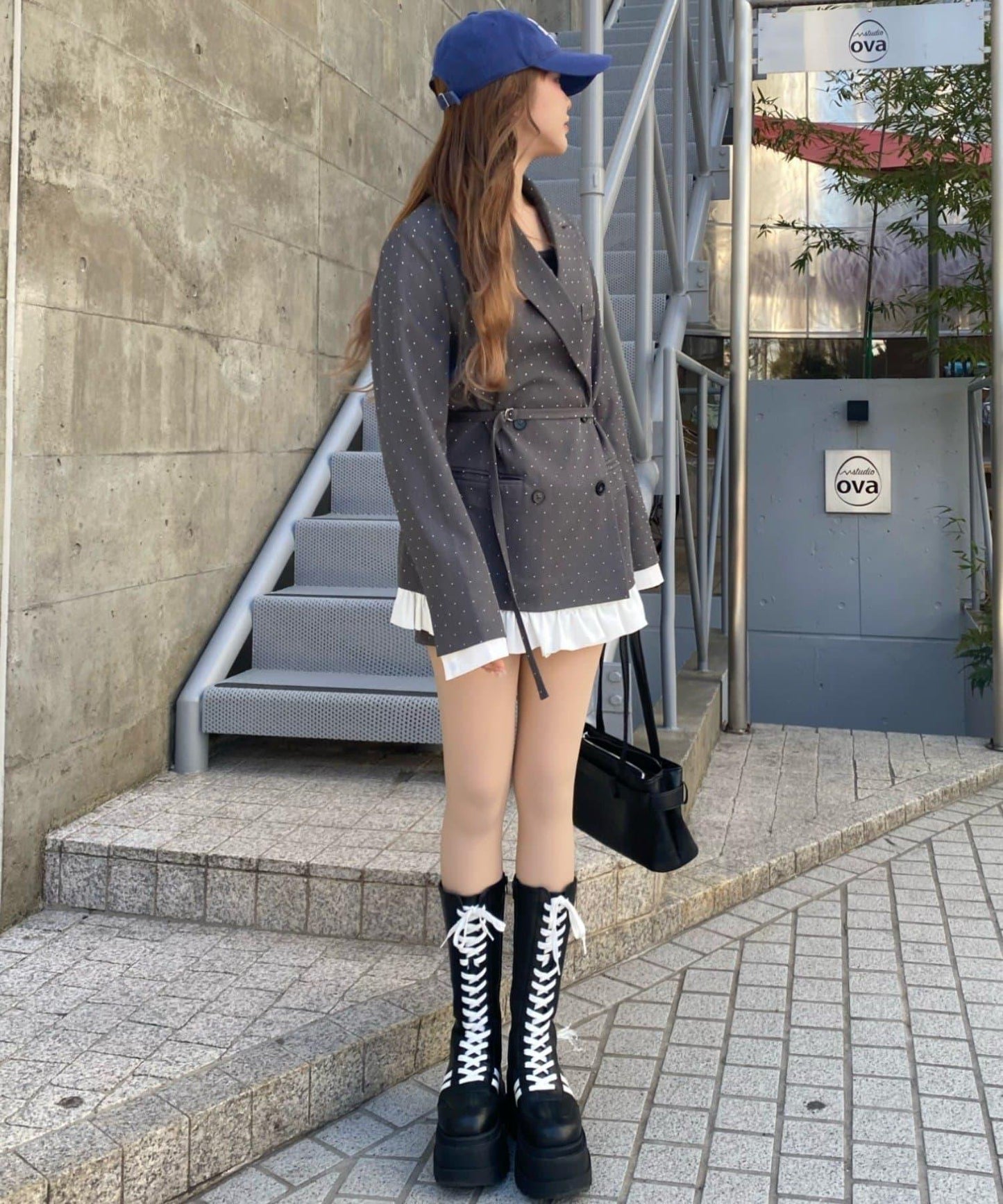 可成套穿搭 荷葉邊腰帶 夾克