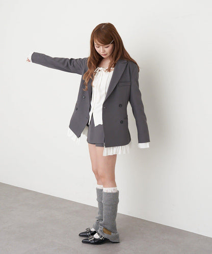 可成套穿搭 荷葉邊腰帶 夾克