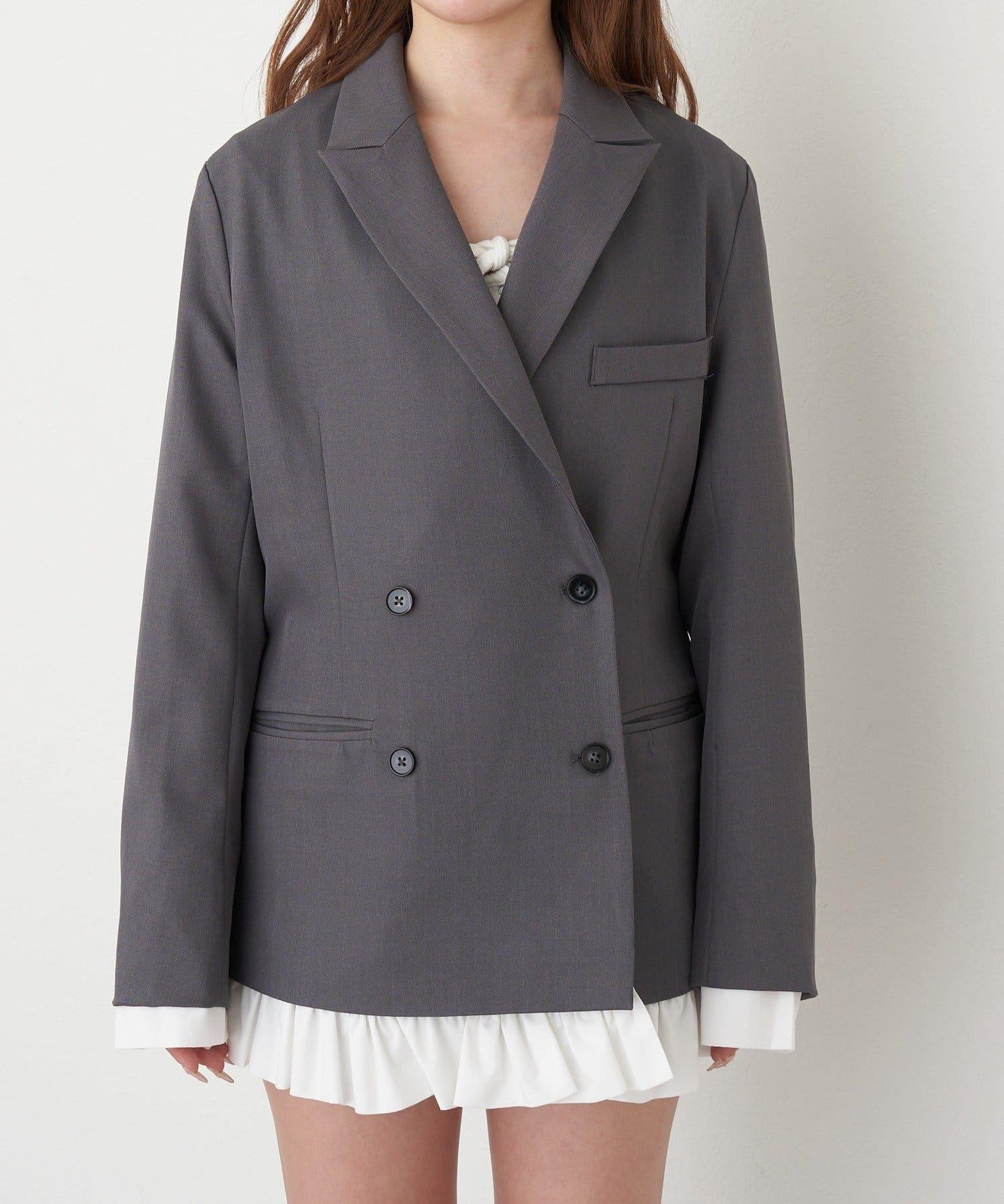 可成套穿搭 荷葉邊腰帶 夾克