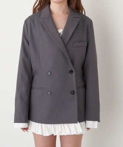 可成套穿搭 荷葉邊腰帶 夾克