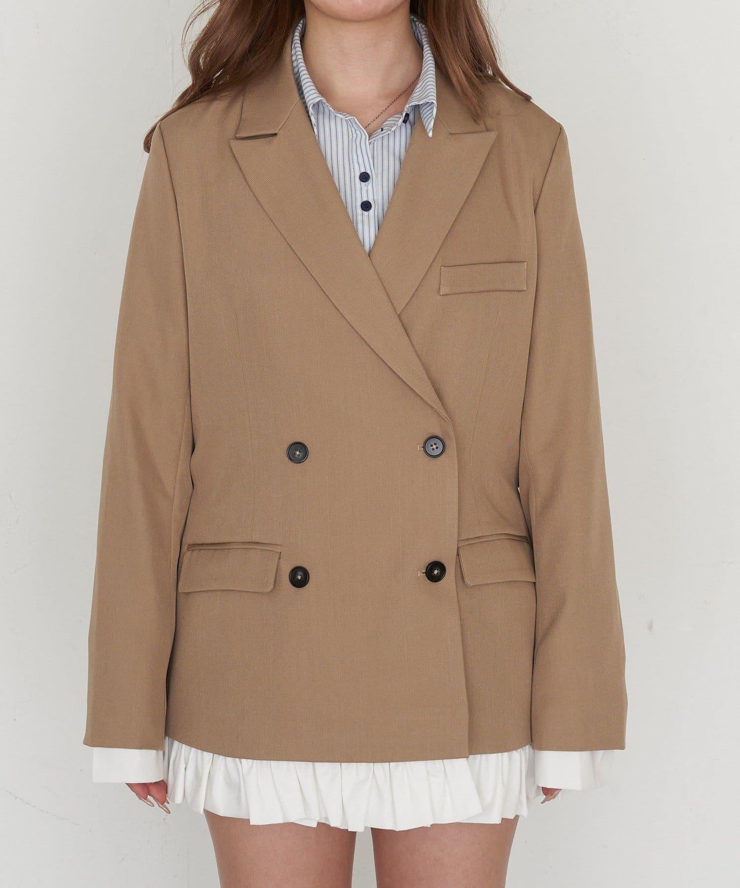 可成套穿搭 荷葉邊腰帶 夾克