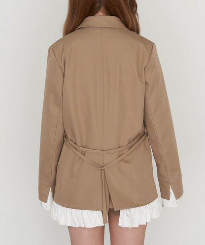 可成套穿搭 荷葉邊腰帶 夾克