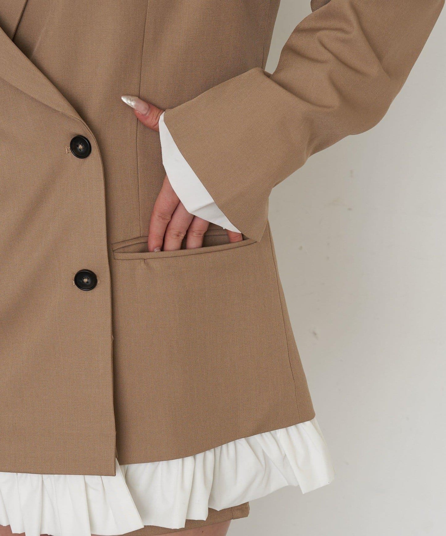 可成套穿搭 荷葉邊腰帶 夾克