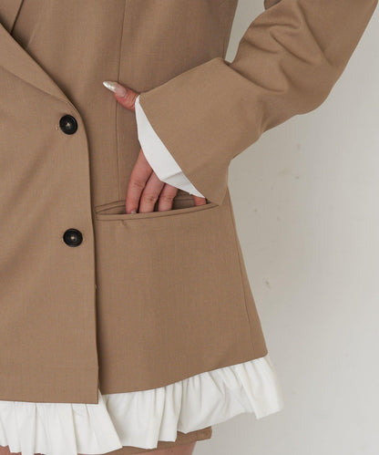 可成套穿搭 荷葉邊腰帶 夾克