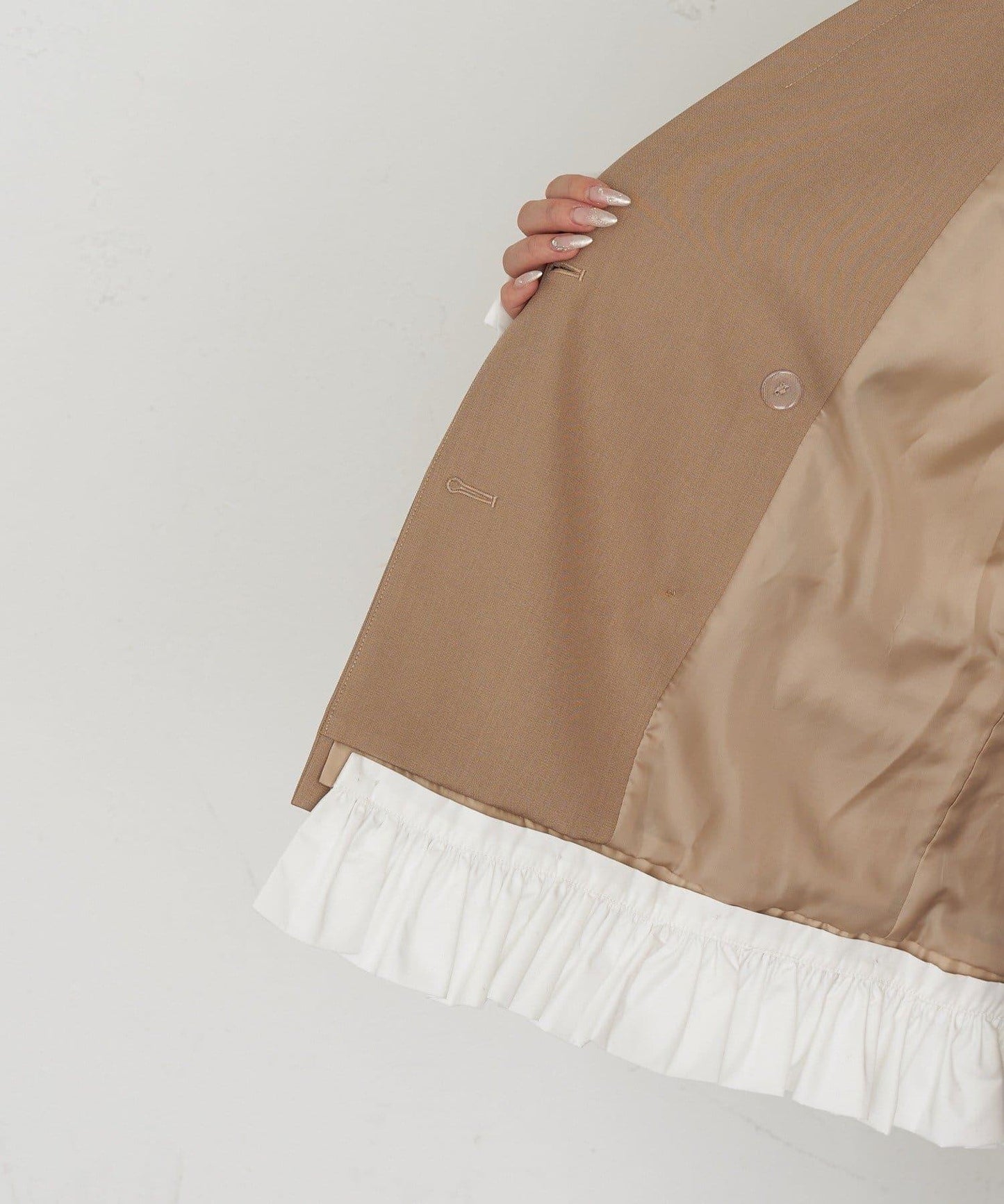 可成套穿搭 荷葉邊腰帶 夾克