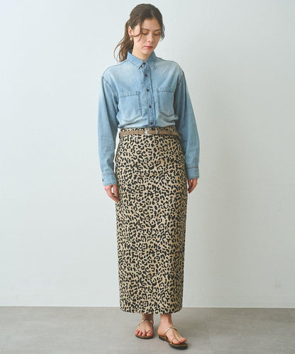 豹紋亞麻半身裙