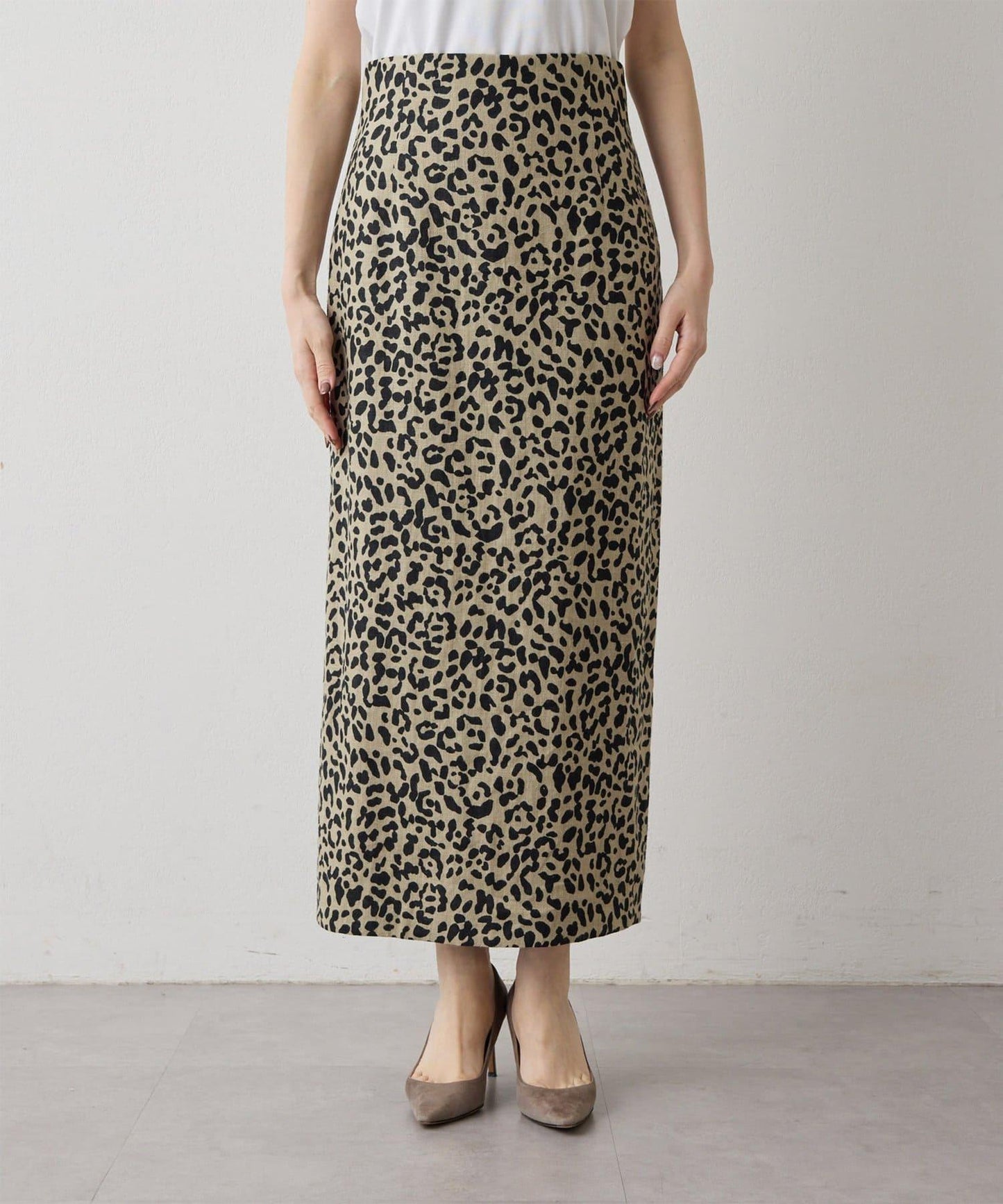 豹紋亞麻半身裙