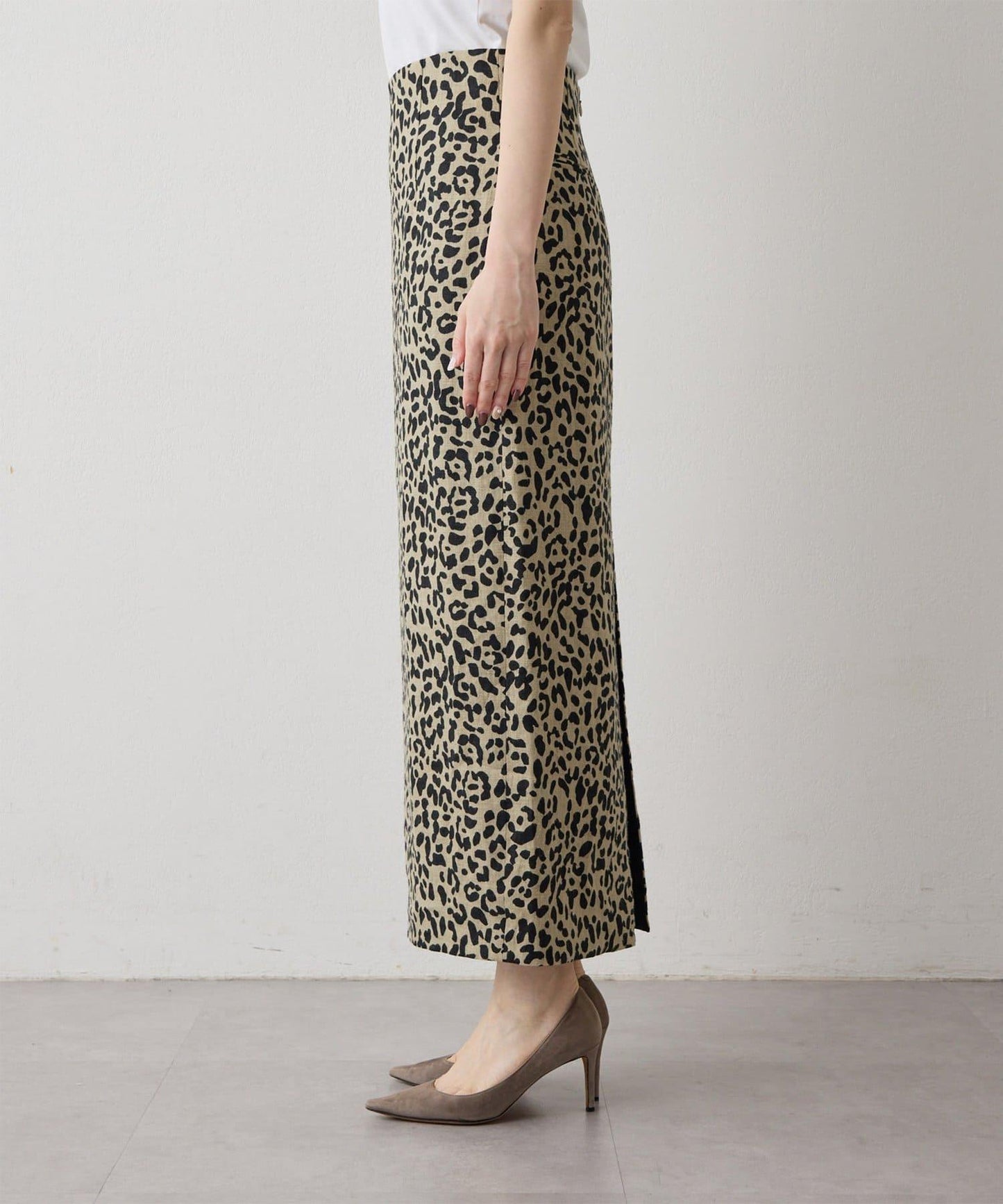 豹紋亞麻半身裙