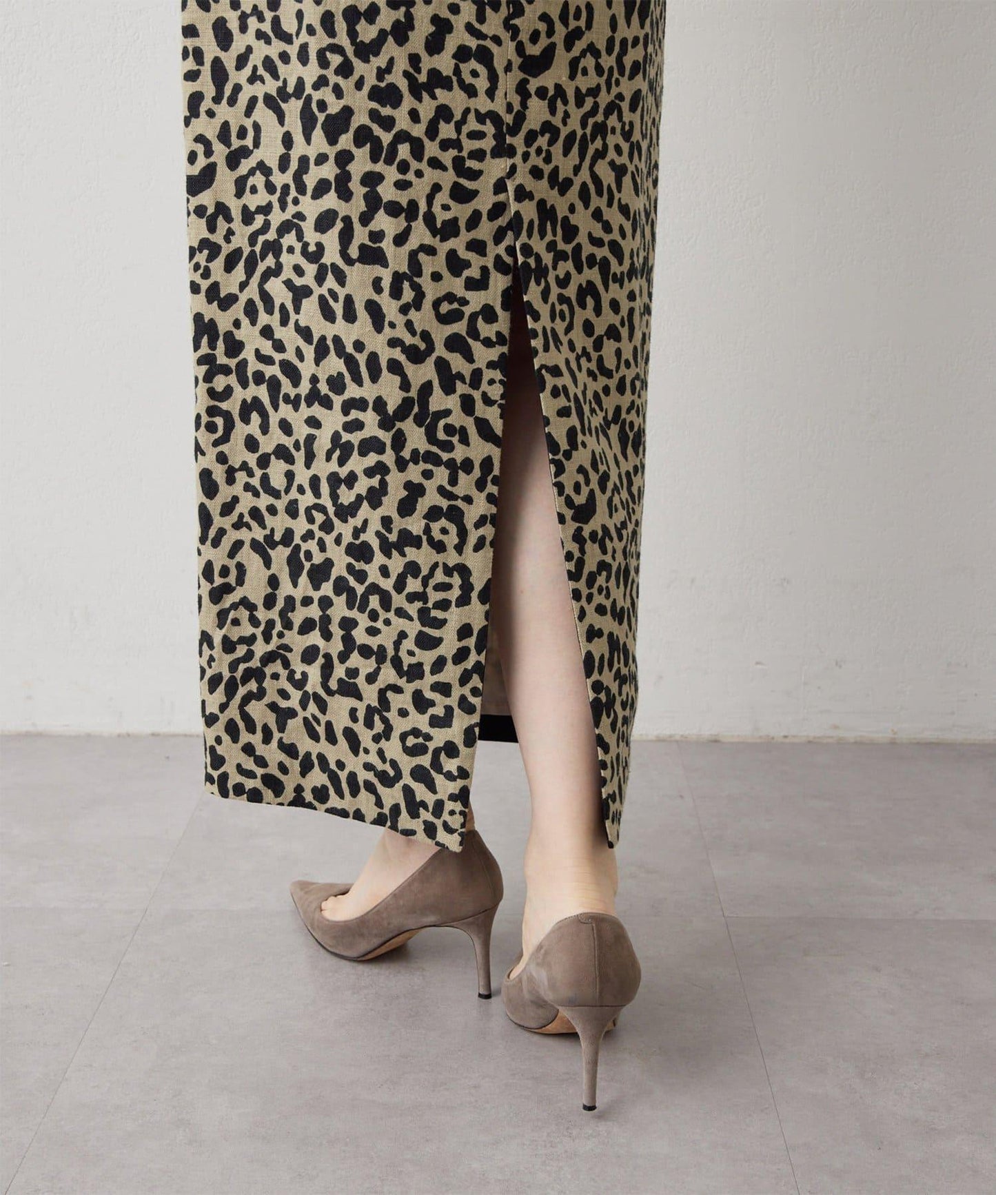 豹紋亞麻半身裙