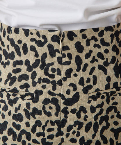 豹紋亞麻半身裙