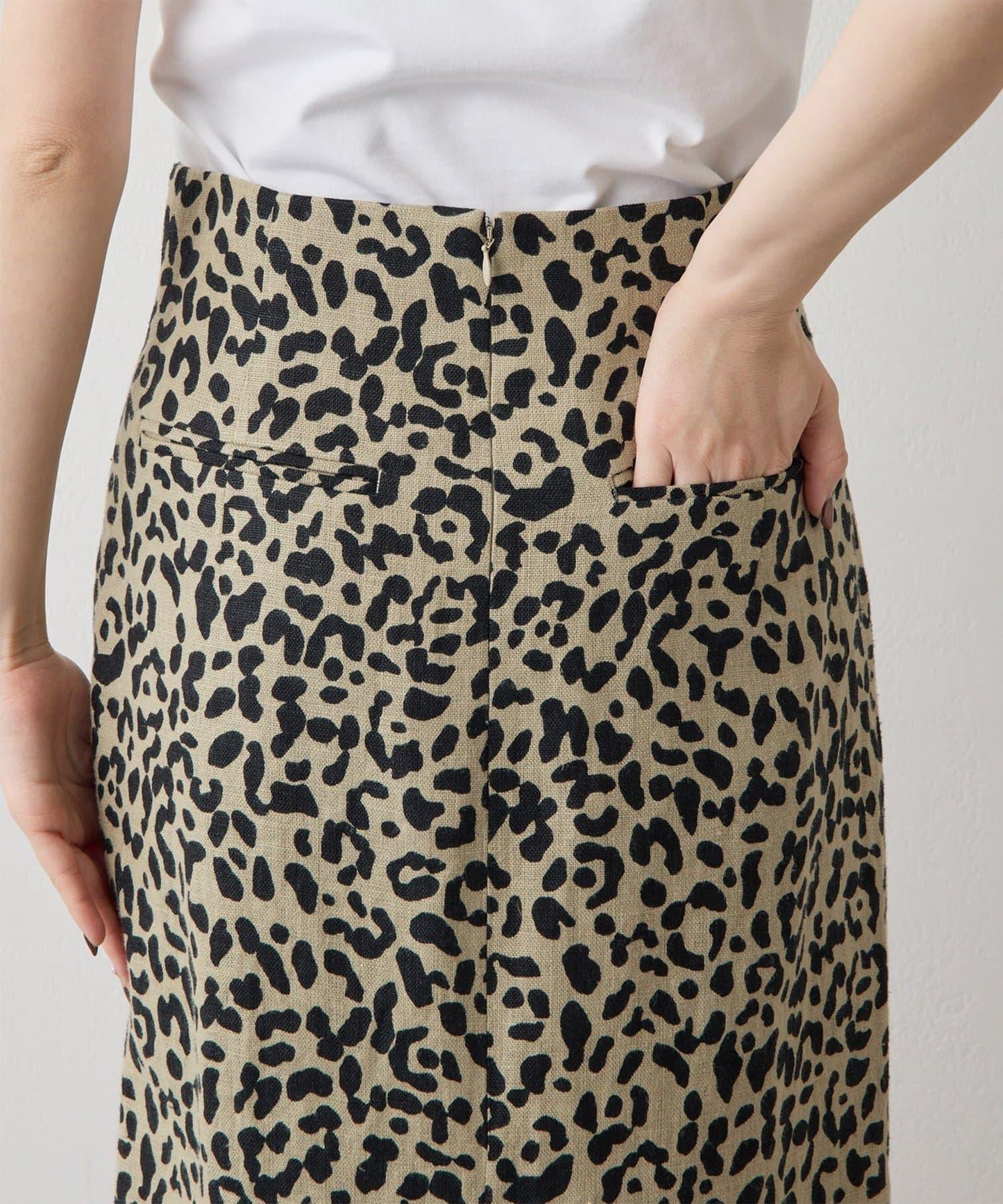 豹紋亞麻半身裙