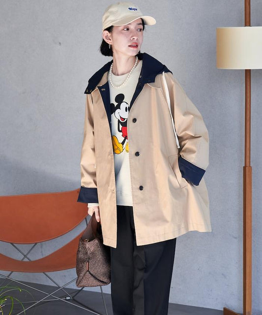 2way 帶帽設計 翻領大衣