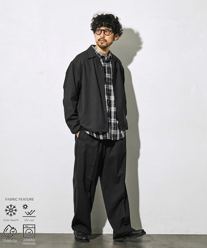 功能性面料 寬鬆 CPO襯衫＋闊腿休閒褲 速幹 涼感 防紫外線 可機洗 套裝