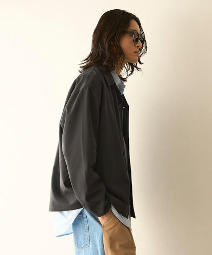 功能性面料 寬鬆 CPO襯衫＋闊腿休閒褲 速幹 涼感 防紫外線 可機洗 套裝